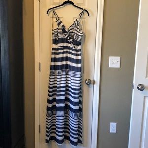 Navy & White Maxi Dress